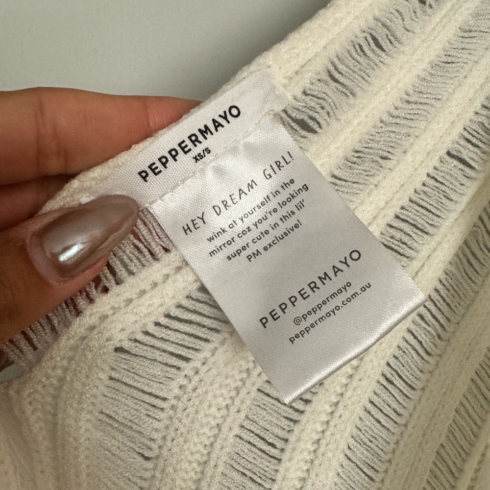 Peppermayo Exclusive - Percilla Ladder Knit Mini Dress - White
